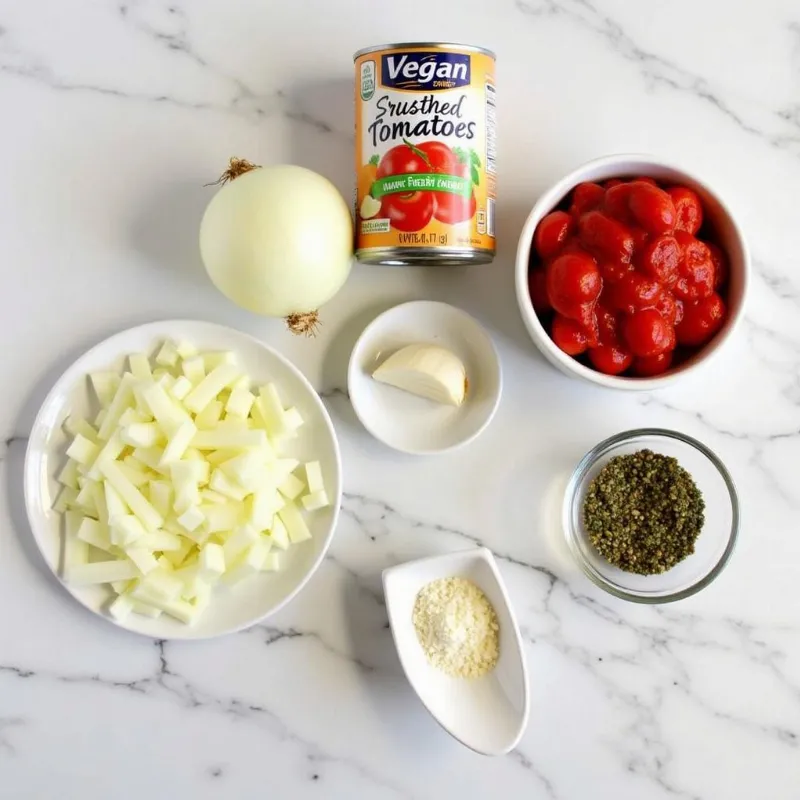 The base ingredients for a flavourful vegan spaghetti sauce