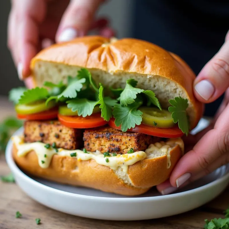 Assembling a Vegan Banh Mi