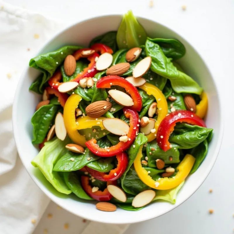 Baby bok choy salad in a bowl with sesame ginger dressing