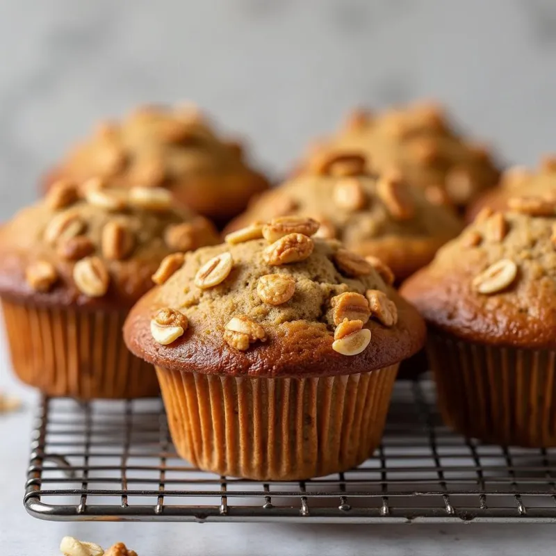 Perfectly golden brown vegan oat muffins fresh out of the oven.