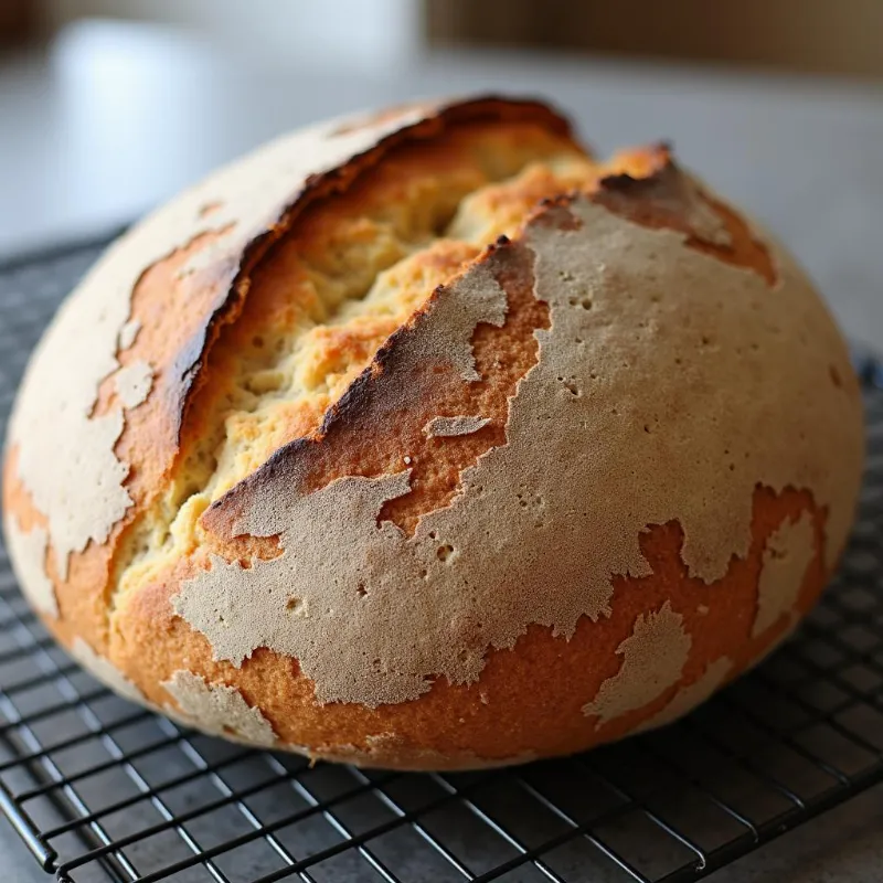 Baked Vegan Sourdough Bread on a Cooling Rack