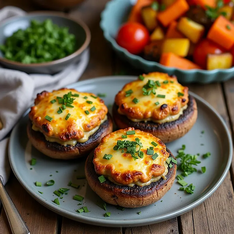 Baked Vegan Stuffed Portobello Mushrooms