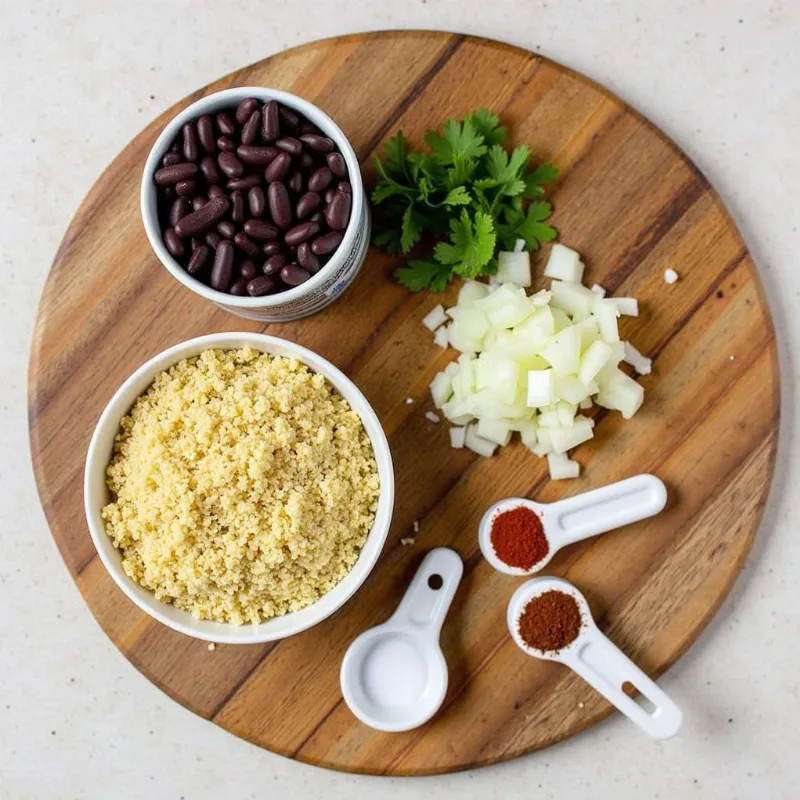 Fresh ingredients for making flavorful vegan black bean burgers