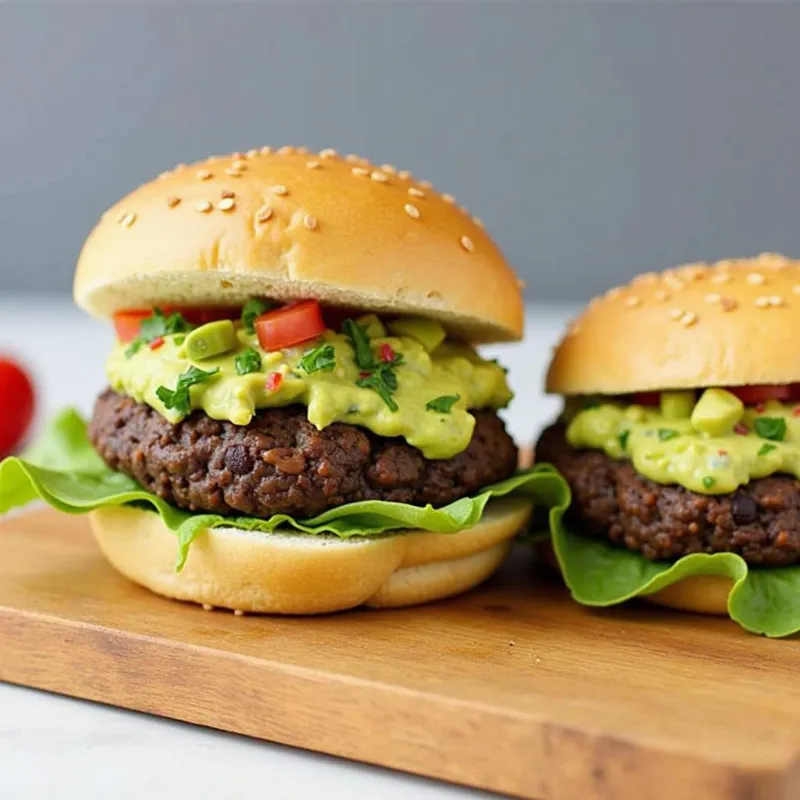 Black Bean Burgers with Avocado Cream Sauce