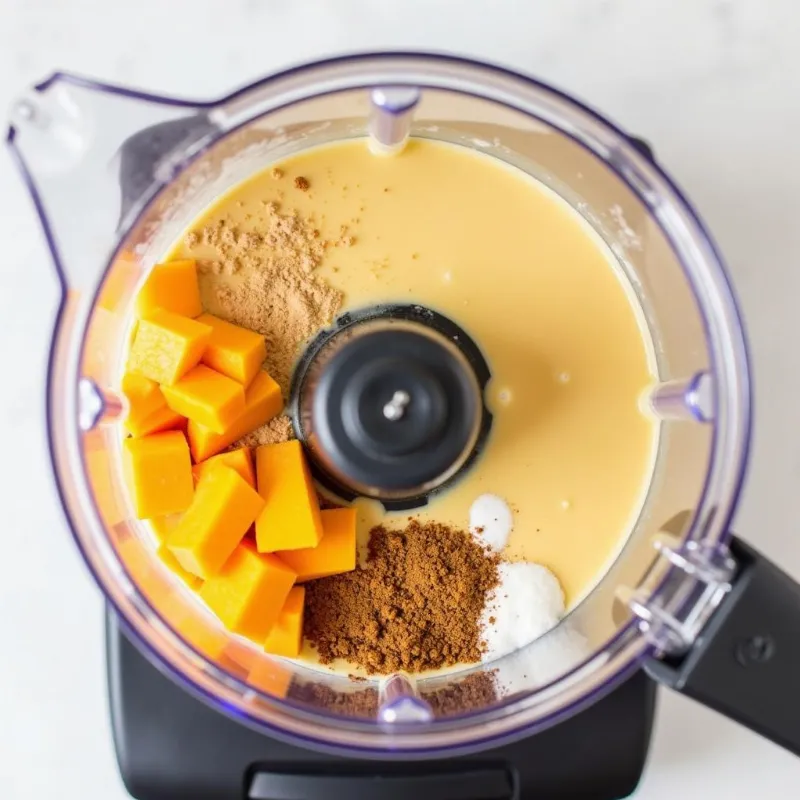 Blending ingredients for vegan butternut squash cheese sauce