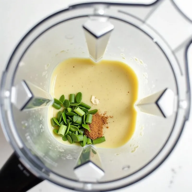 Blending vegan ranch dressing in a high-speed blender