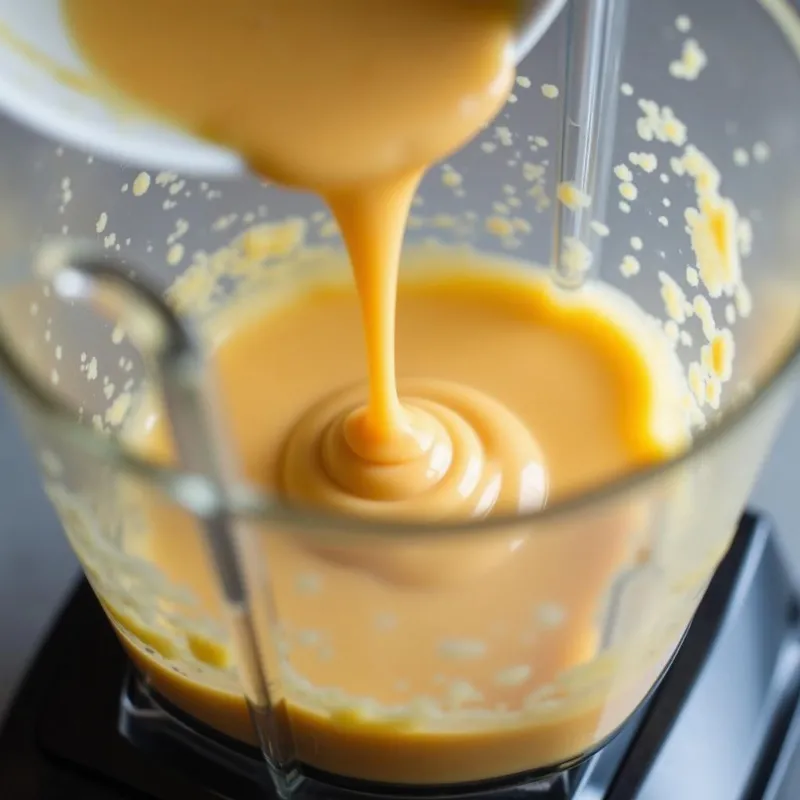 Blending vegan yum yum sauce in a high-speed blender