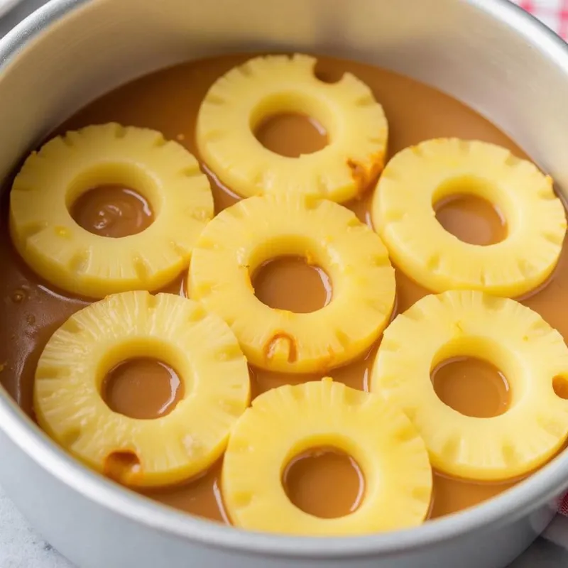 Caramel and Pineapple in Cake Pan