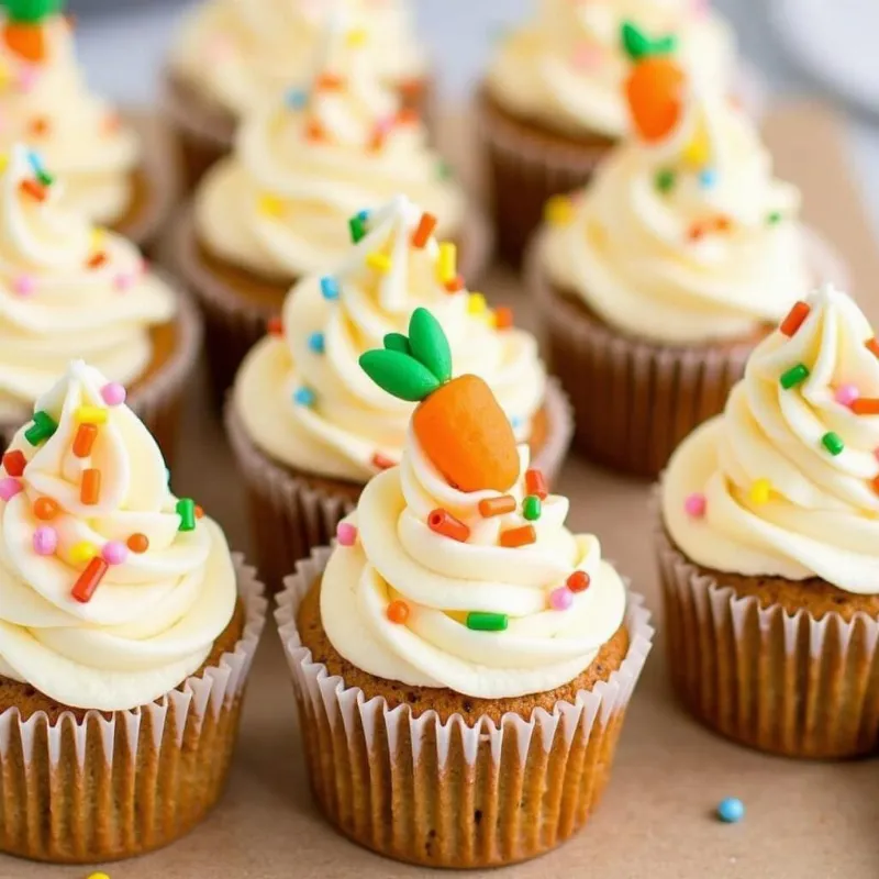 Vegan carrot cake cupcakes with cashew frosting