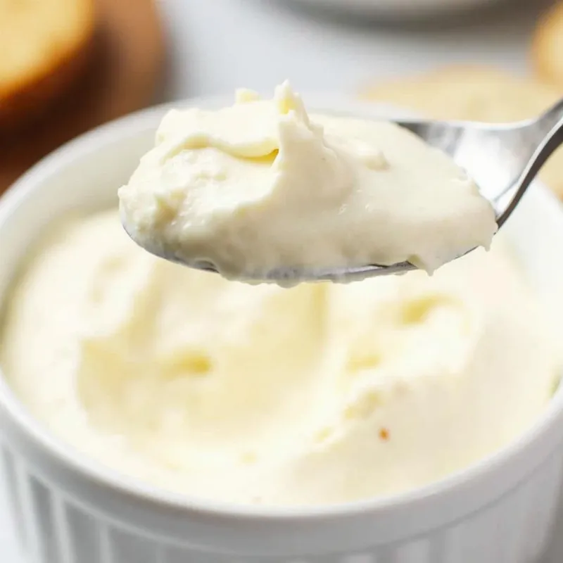 Vegan cashew cream cheese in a bowl