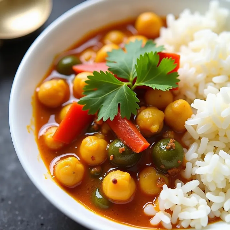 Vegan chickpea curry in a bowl