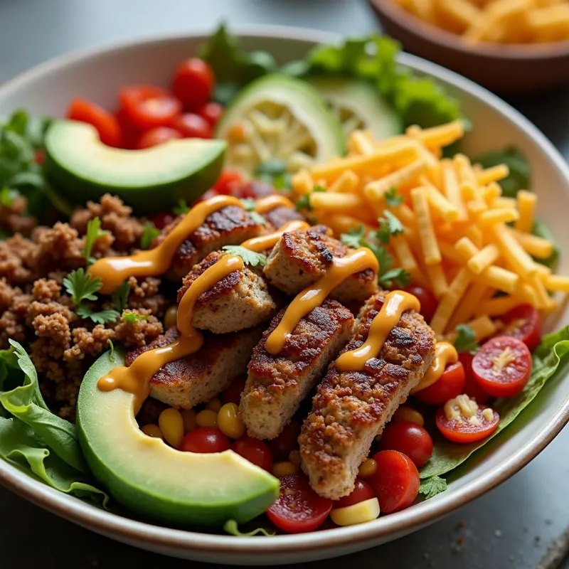 A delicious Chipotle vegan bowl with all the toppings