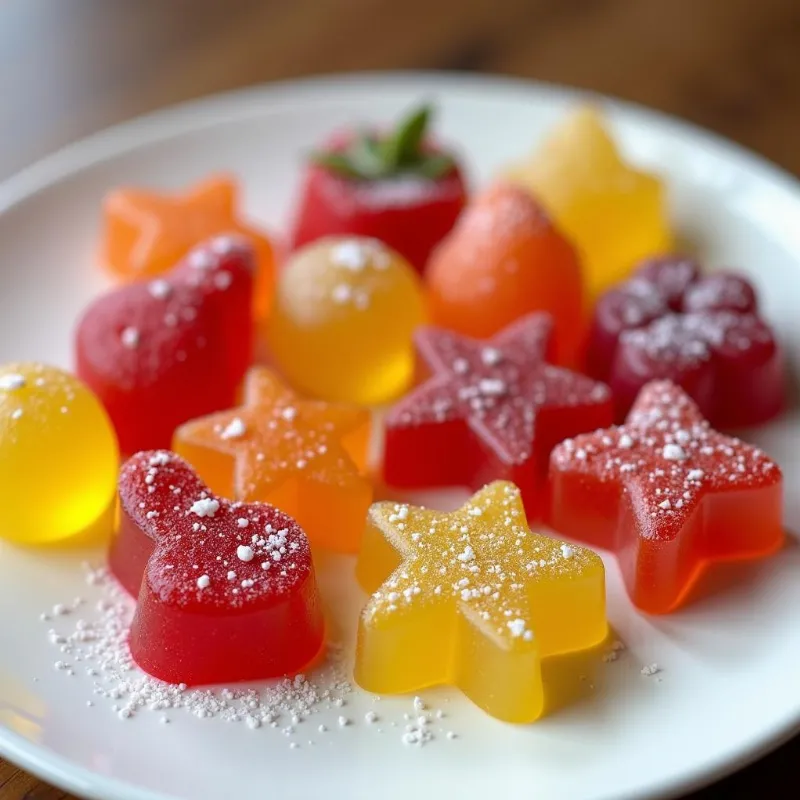 A variety of brightly colored vegan gummy sweets.