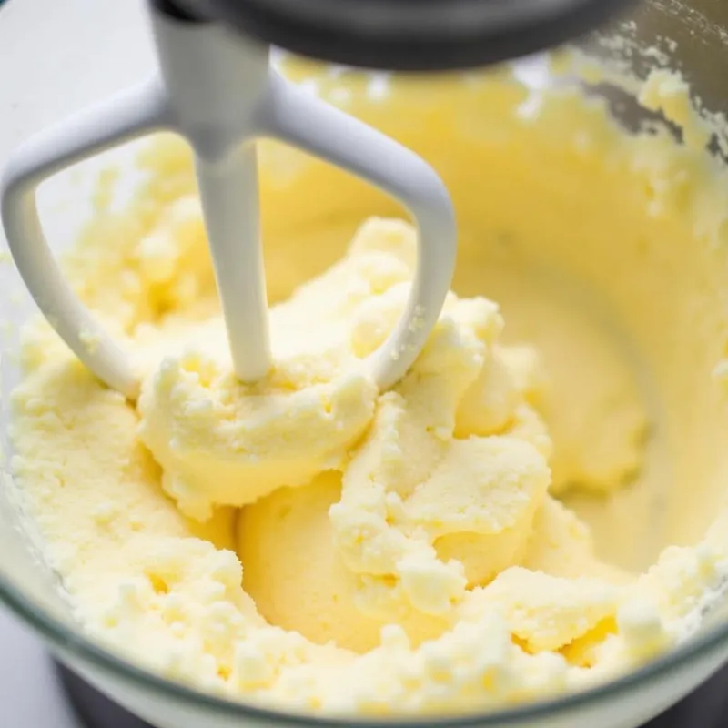 Creaming vegan butter and sugar in a bowl