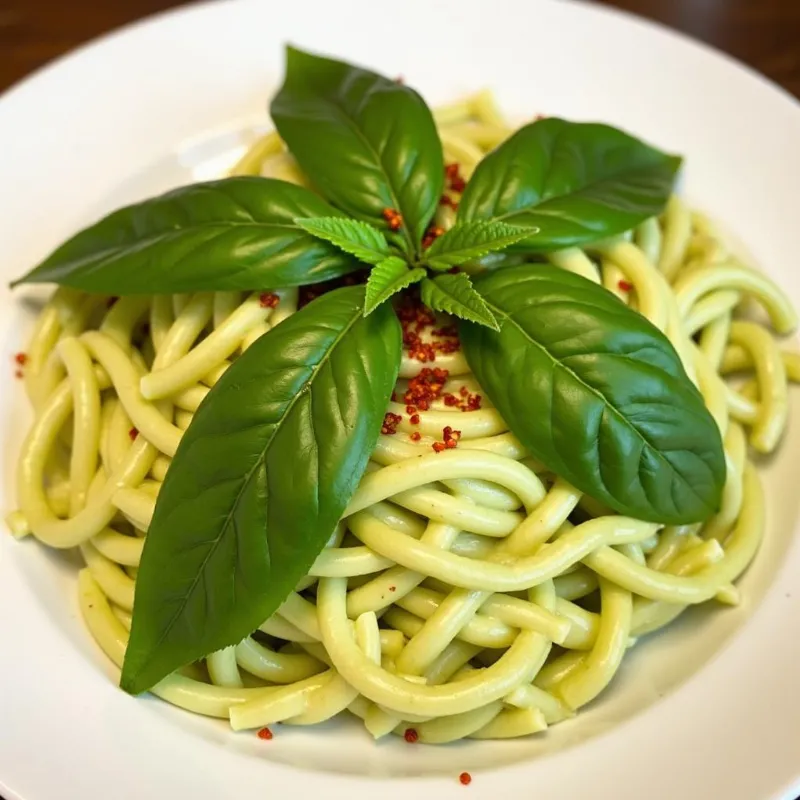 Vegan avocado pasta in a bowl