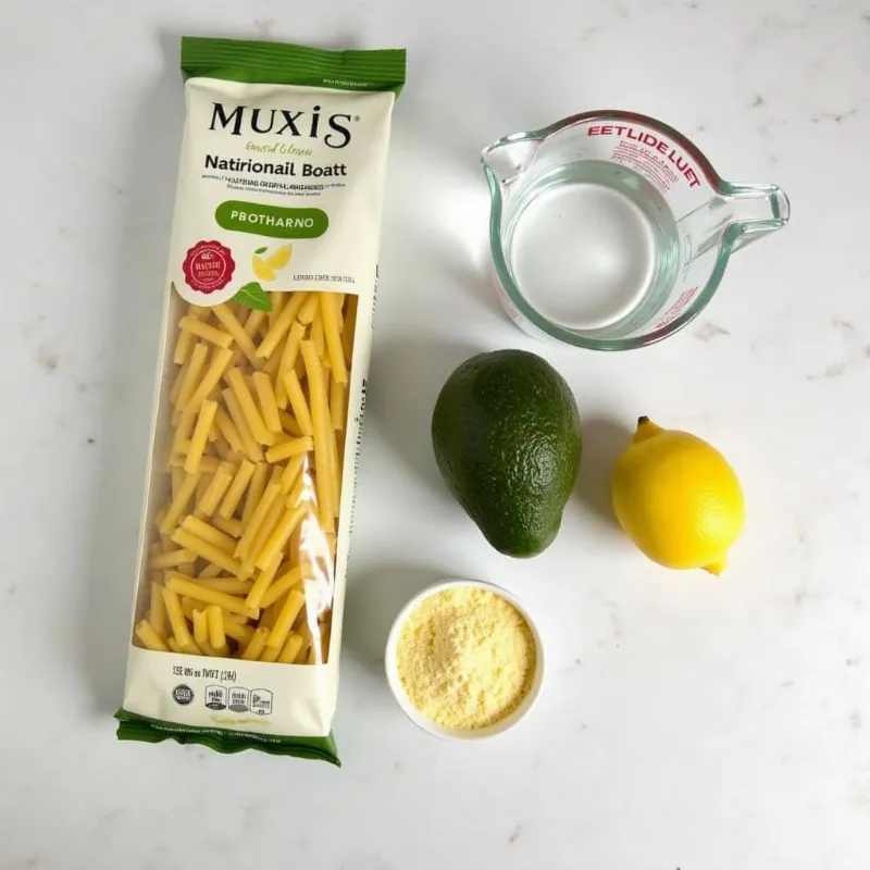 Simple ingredients for a 10-minute vegan avocado pasta dish