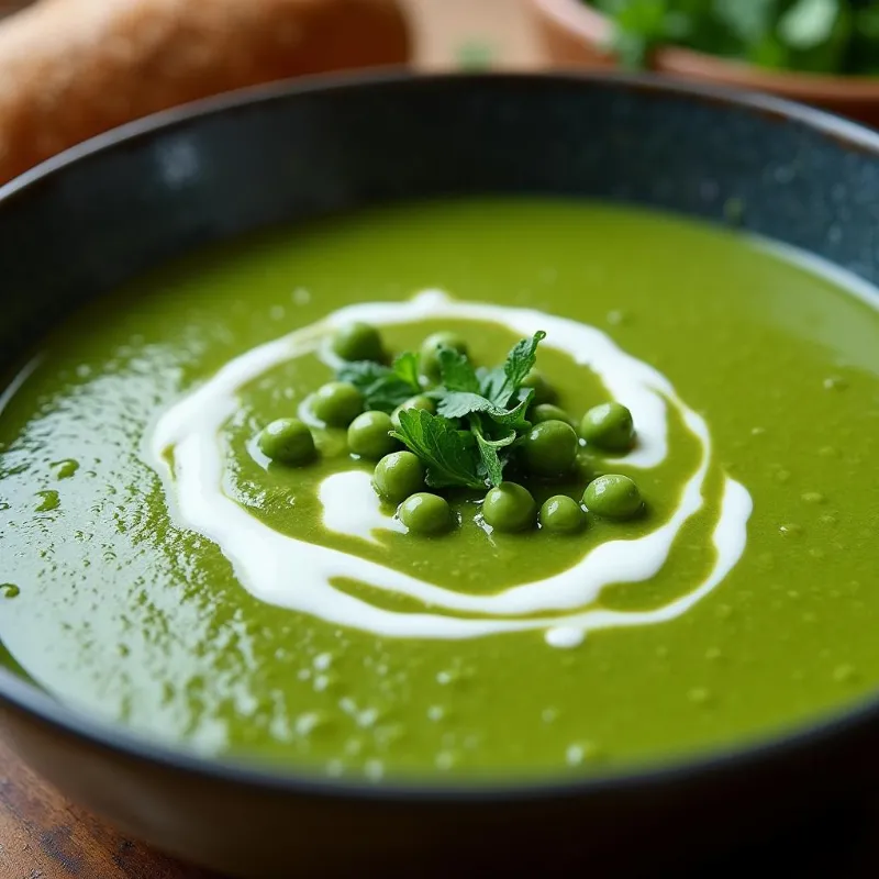 Creamy Vegan Pea Soup in a Bowl