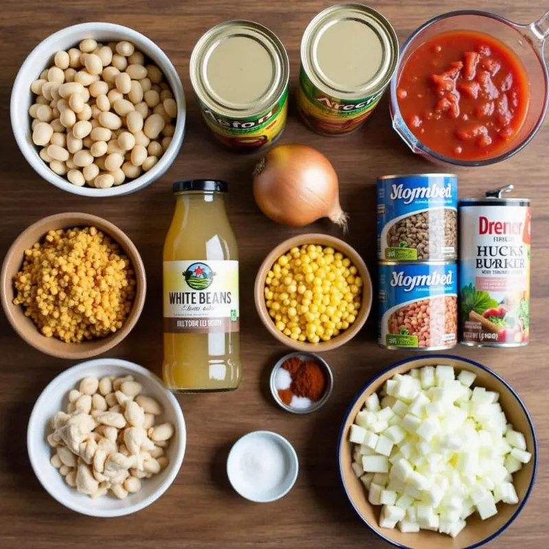 Ingredients for creamy vegan white bean chili