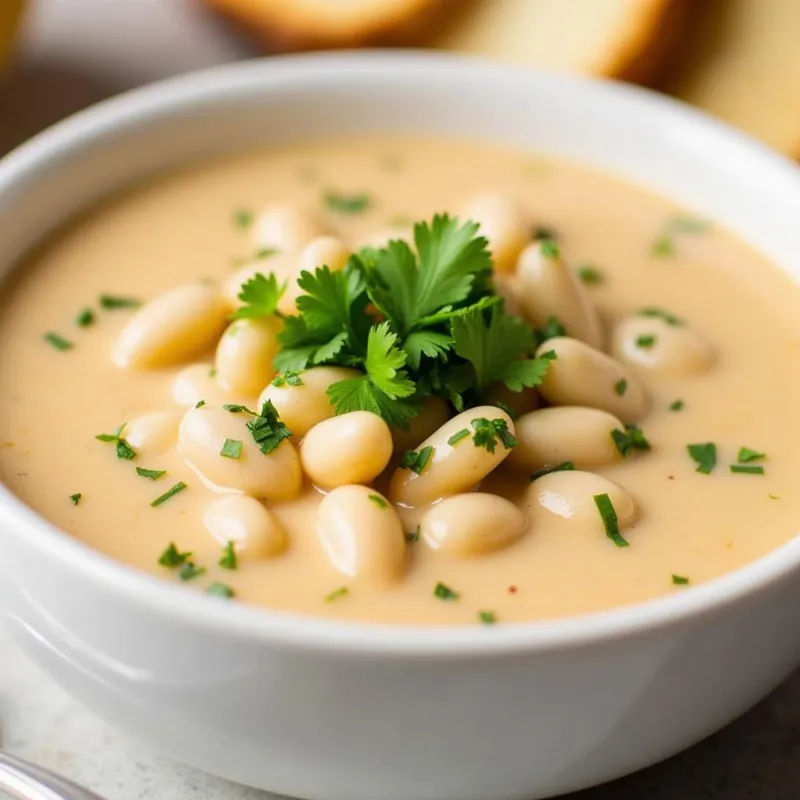 Bowl of Creamy Vegan White Bean Soup