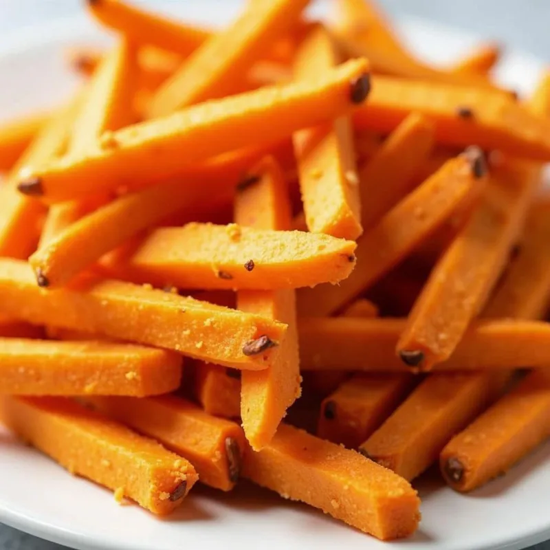 Crispy Baked Sweet Potato Fries on a Plate