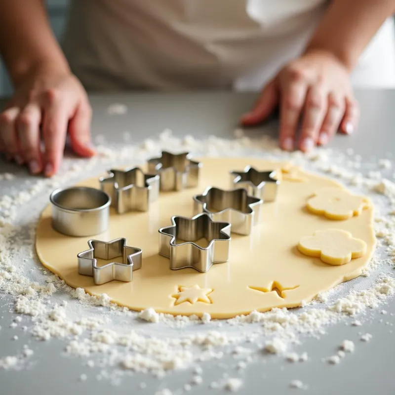 Cutting shapes from chilled vegan shortbread dough