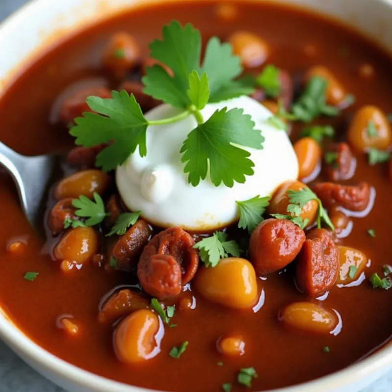 A steaming bowl of vegan chili.