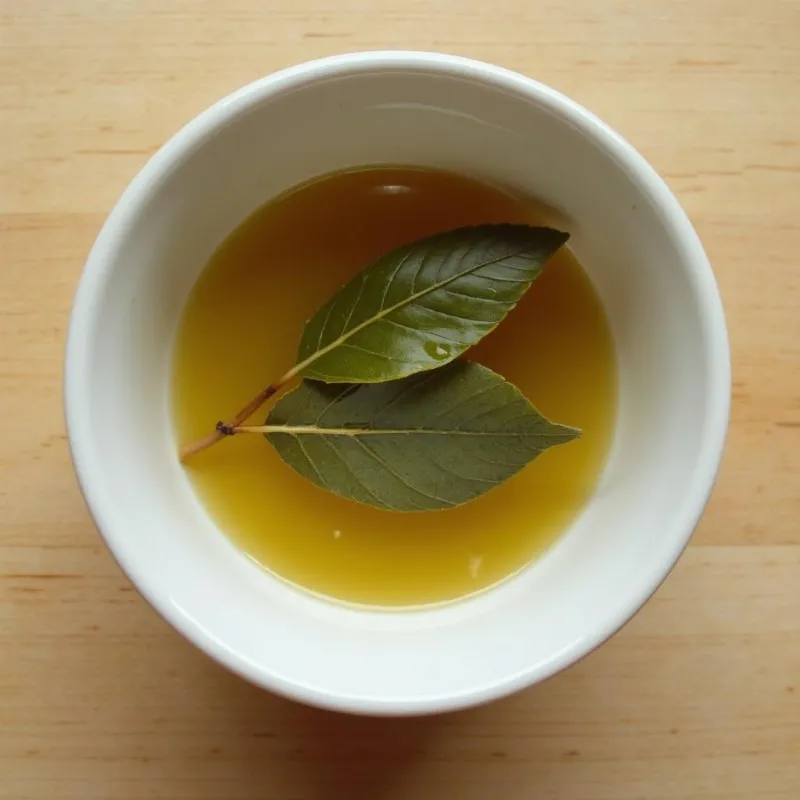 Dried bay leaves in a bowl