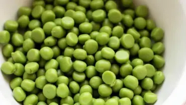 Dried green split peas in a bowl