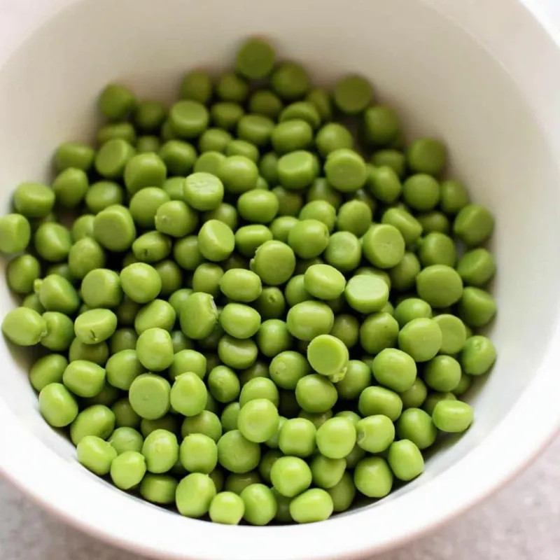 Dried green split peas in a bowl