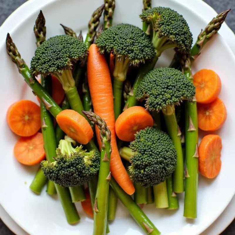 A plate of roasted vegetables 