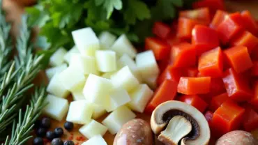 Close-up of various ingredients used to make field roast vegan sausage