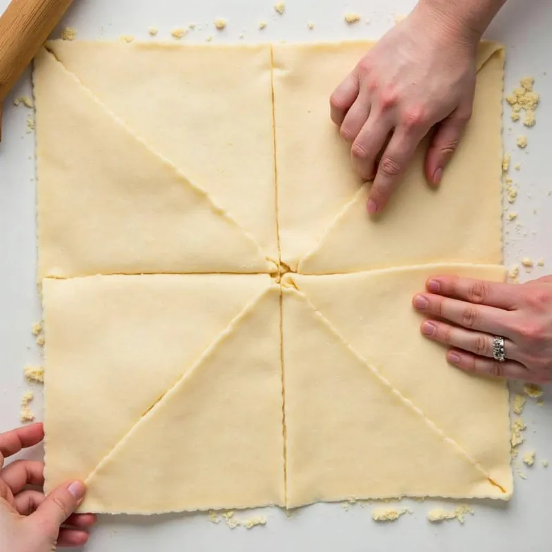 Folding vegan puff pastry dough