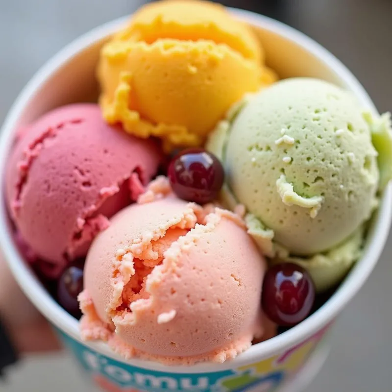 Scoops of vegan ice cream at FoMu