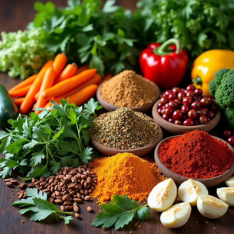 Fresh Vegetables, Herbs, and Spices for Majani Cuisine