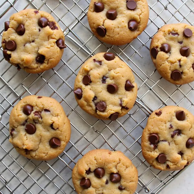 Freshly Baked Vegan Chocolate Chip Peanut Butter Cookies Cooling