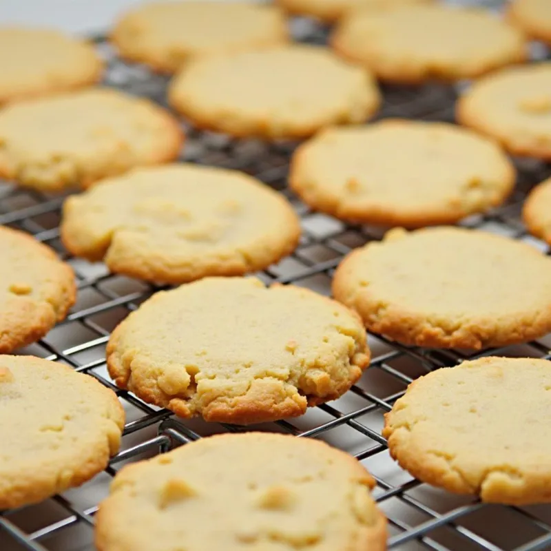 Freshly baked vegan oatmeal raisin cookies cooling on a wire rack.