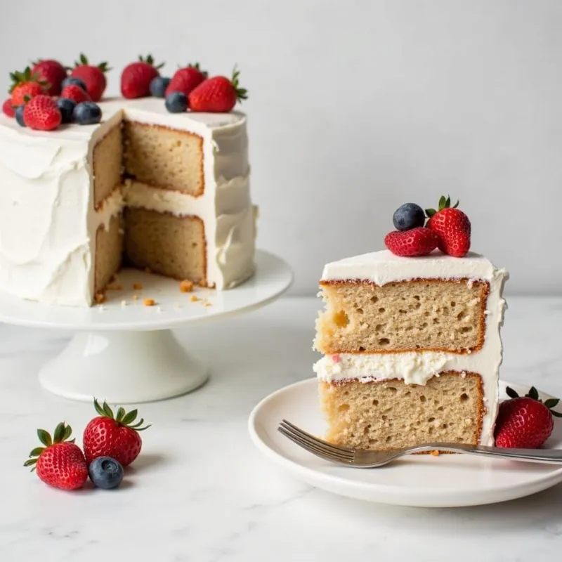 Frosted Vegan Cake Slices on a Plate