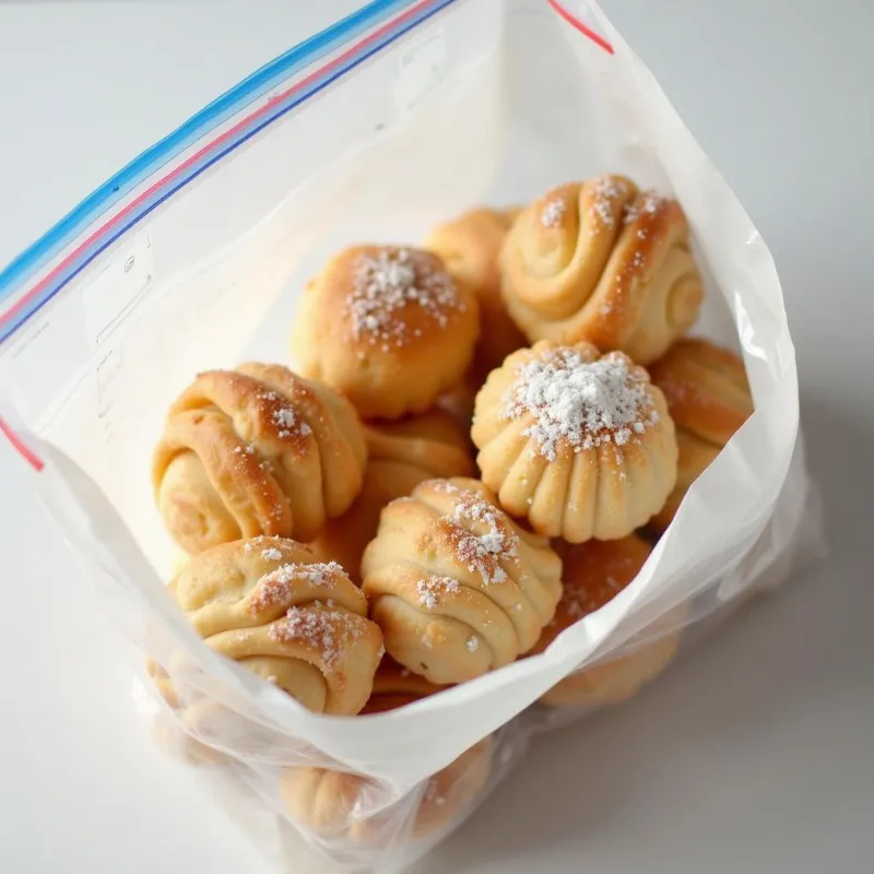 Frozen Vegan Puff Pastry: Individually wrapped pastries ready for freezing.