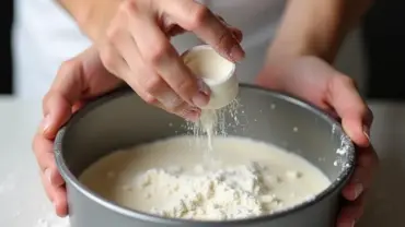 Greasing and flouring a cake pan