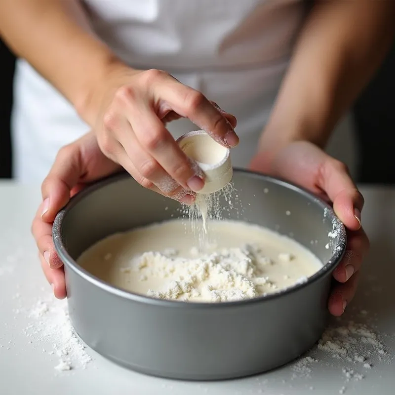 Greasing and flouring a cake pan