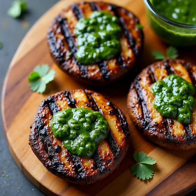 Grilled Portobello Mushroom Steaks with Chimichurri Sauce