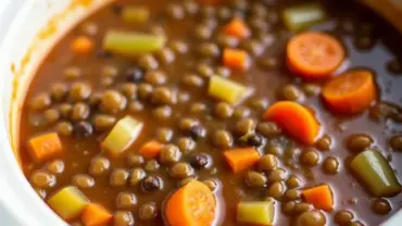 Hearty Vegan Lentil Soup in a Crockpot