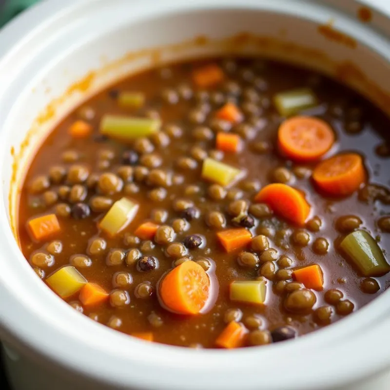 Hearty Vegan Lentil Soup in a Crockpot