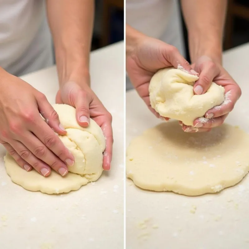 Kneading Homemade Vegan Pizza Dough