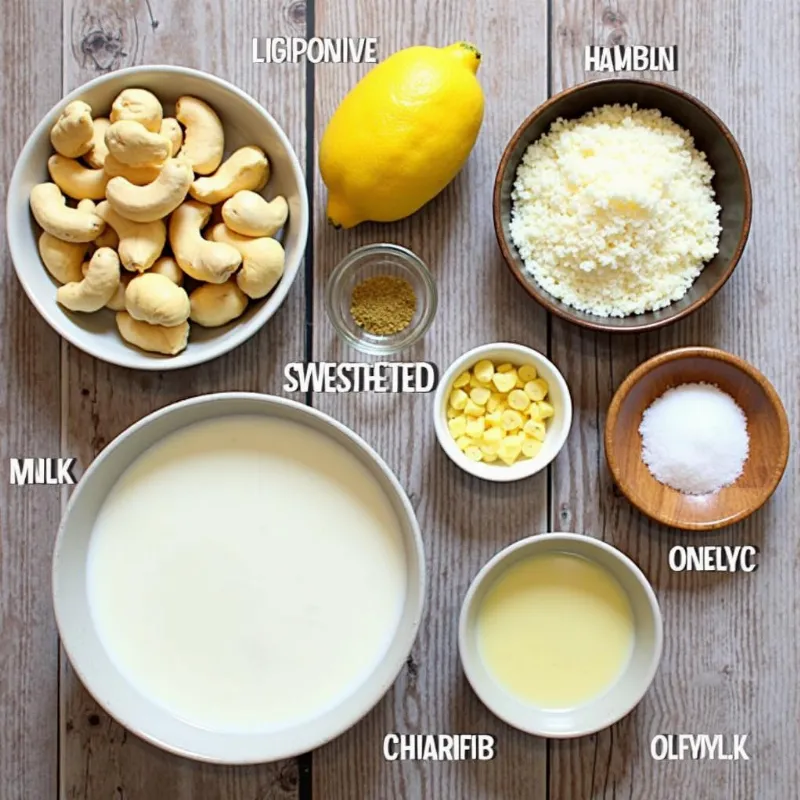 Ingredients for Vegan Alfredo Sauce laid out on a table