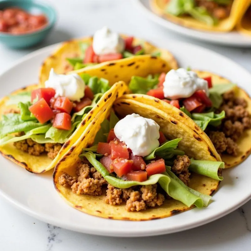 Plate of Jackfruit Tacos with Fresh Toppings