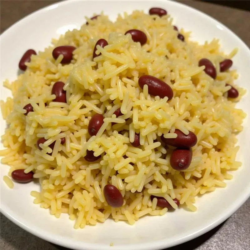 Jamaican Rice and Peas on a Plate