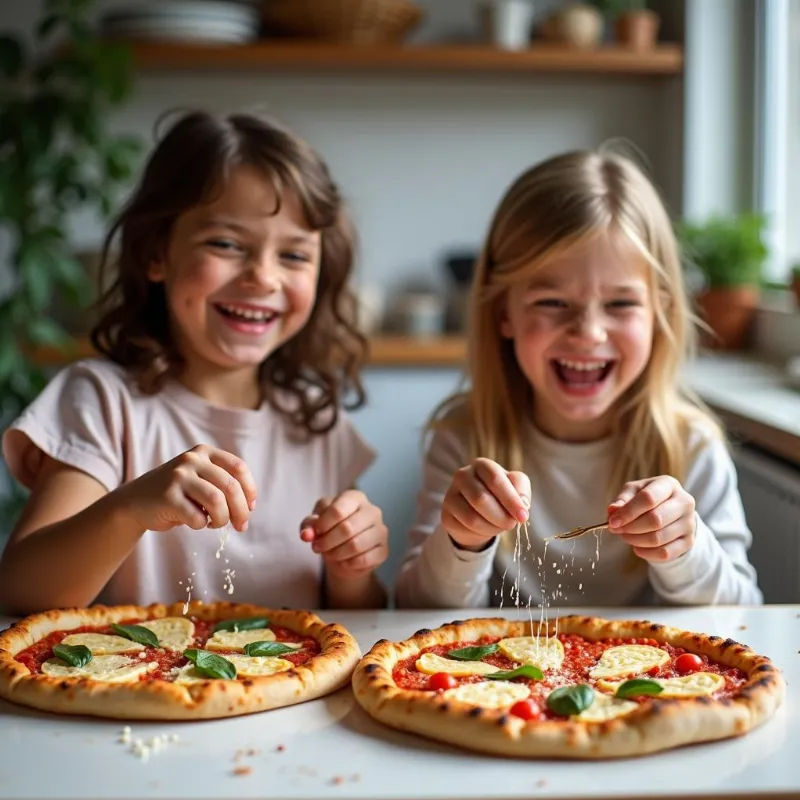 Kids Making Vegan Pizzas at Home