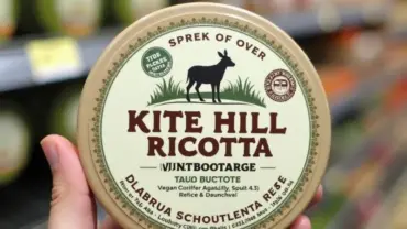 Kite Hill vegan ricotta packaging in a grocery store