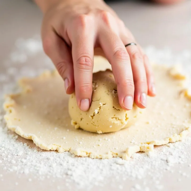 Kneading the vegan graham cracker dough on a lightly floured surface